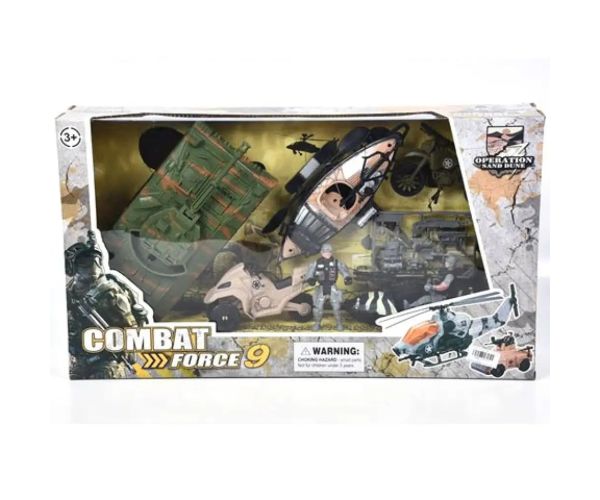 Set de joacă militar cu tanc, motor și accesorii