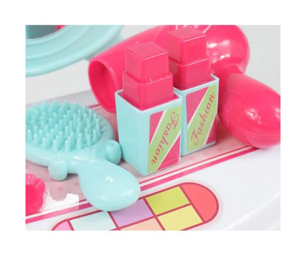 Set de frumusețe cu măsuță de toaletă cu oglindă și machiaj într-o cutie de depozitare