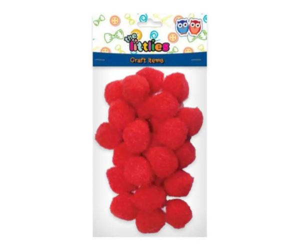 Set pompon culoarea roșie 15mm 60 bucăți