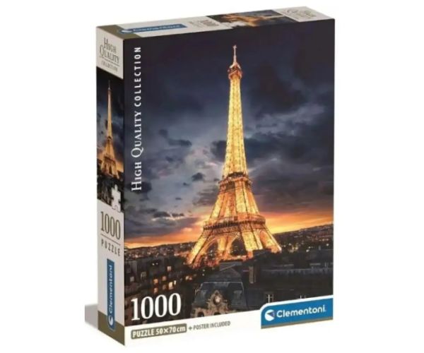 Turnul Eiffel HQC 1000 de piese puzzle cu poster - Clementoni