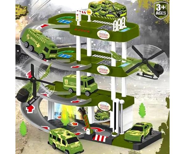 3 etaje parcare cu vehicule de luptă, efecte de sunete și lumini