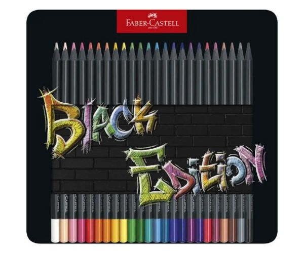 Faber-Castell: Black Edition creion colorat 24 bucăți în cutie metal