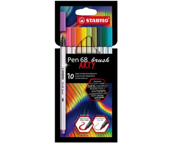 Stabilo: Pen 68 Brush ARTY set de 10 bucăți