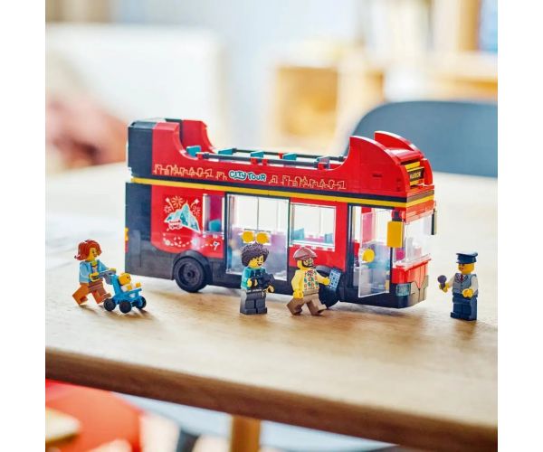 LEGO® City: Autobuz turistic roșu cu etaje (60407)