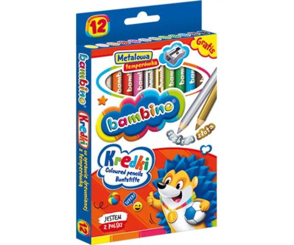 Bambino: Jumbo creioane colorate 12 bucăți set cu ascuțitoare