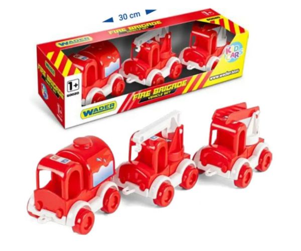 Set de vehicule de pompieri Kid Cars 3 bucăți - Wader