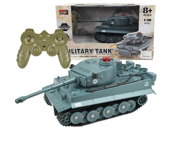 Tanc german Tiger telecomandă RC cu funcții realiste la scară 1/30 2.4GHz 30cm