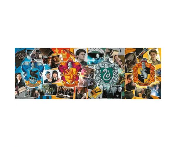 Wizarding World: Cele patru case de la Hogwarts Panoramă puzzle 1000 bucăți - Trefl
