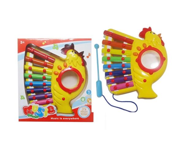 Xilofon colorat cu 8 clape formă pui