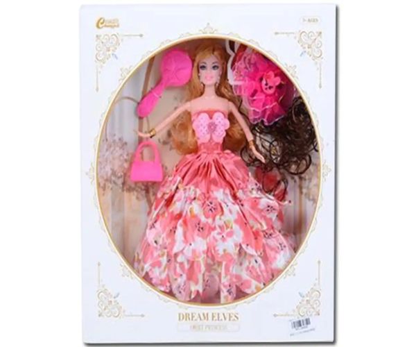 Păpușă de modă cu păr și accesorii rochie roz 30cm