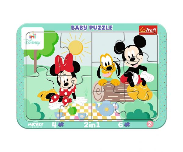Disney Minnie și Mickey Mouse aventuri 2 în 1 puzzle cu ramă - Trefl