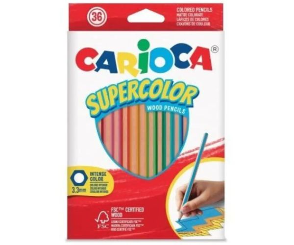 SuperColor triunghiular 36 bucăți set creioane colorate - Carioca