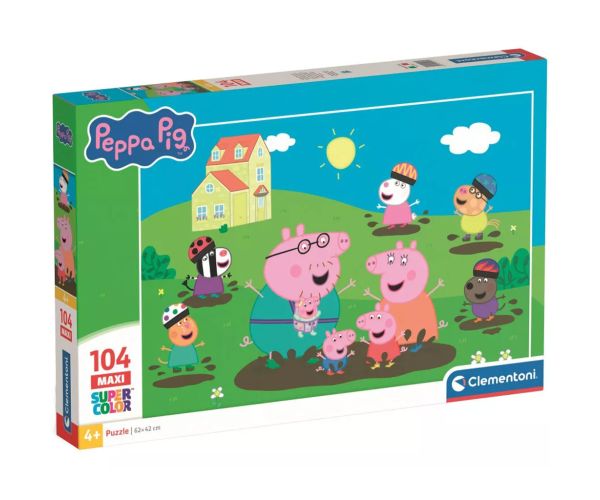 Peppa porculi Sărituri vesele în bălți 104 piese maxi puzzle – Clementoni