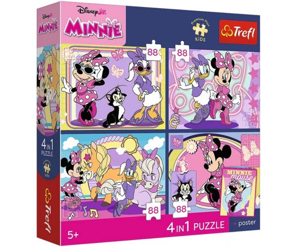 Disney Minnie Mouse - 4 x 88 bucăți Premium Plus Kids puzzle - Trefl