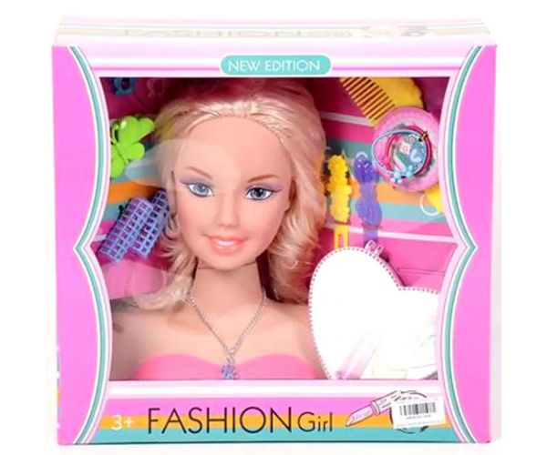 Cap de păpușă blondă manechină cu accesorii - se poate pieptăna