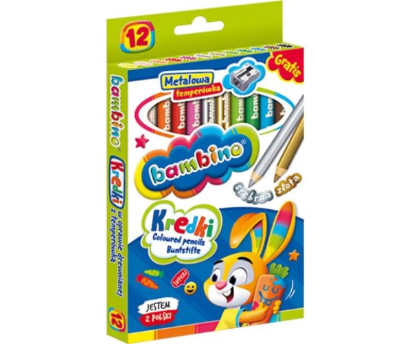 Bambino: Jumbo creioane colorate 12 bucăți set cu ascuțitoare
