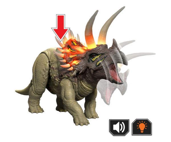 Jurassic World: Dinozaur Triceratops atacator cu sunet și lumină – Mattel