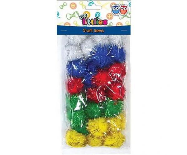 Pompon set cu sclipici 15mm 30 bucăți