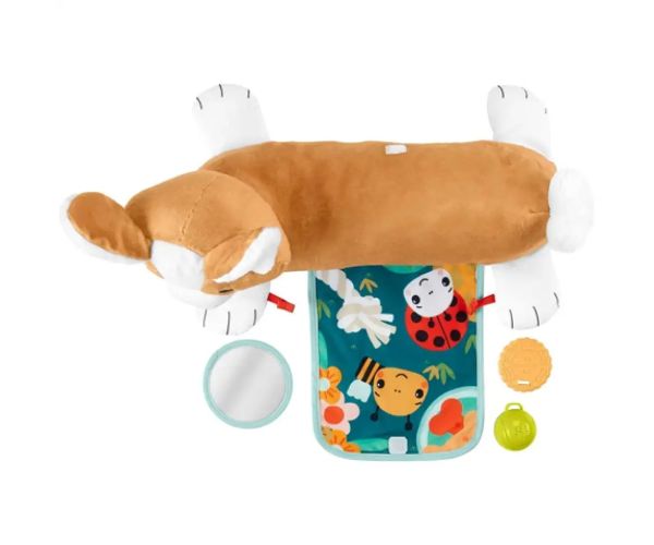 Fischer-Price: Corgie Puppy Crește cu mine pernă cu zornăitoare, dentiție și oglindă - Mattel