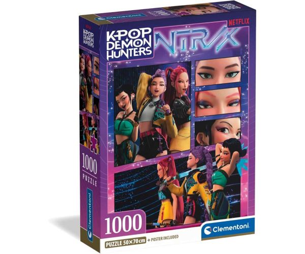 K-Pop Vânătorii de Demoni - Cu poster de 1000 de piese de puzzle - Clementoni