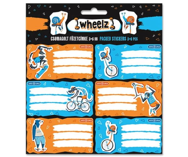 Ars Una: Wheelz etichete caiet 3x6 bucăți