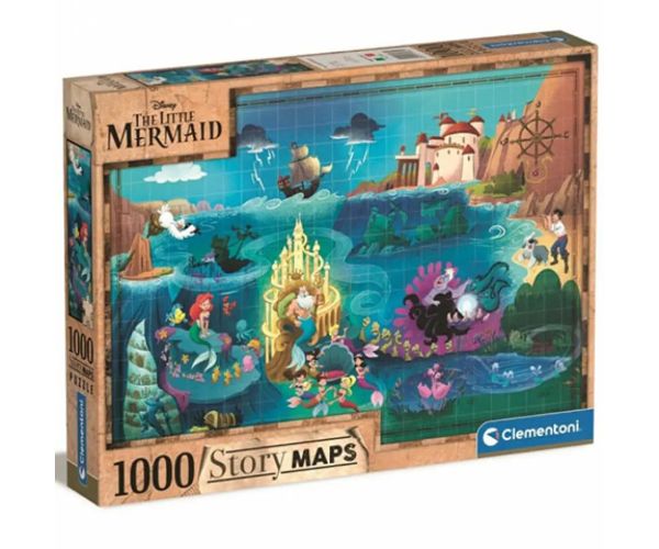 Disney: Mica sirenă hartă puzzle 1000 bucăți - Clementoni