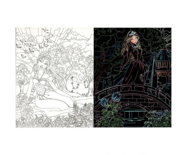 Prințese ascunse - Caiet de colorat cu pagini de zgâriat și colorat