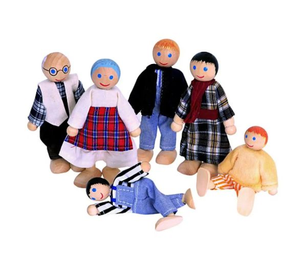 Familie mare set păpuşi din lemn