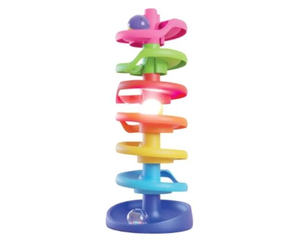 Quercetti: Spiral Tower pistă de biluțe baby cu bilă care luminează