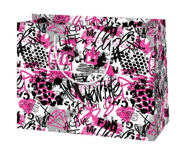 Girly Graffiti model mărime medie pungă cadou 18x22,7x10cm