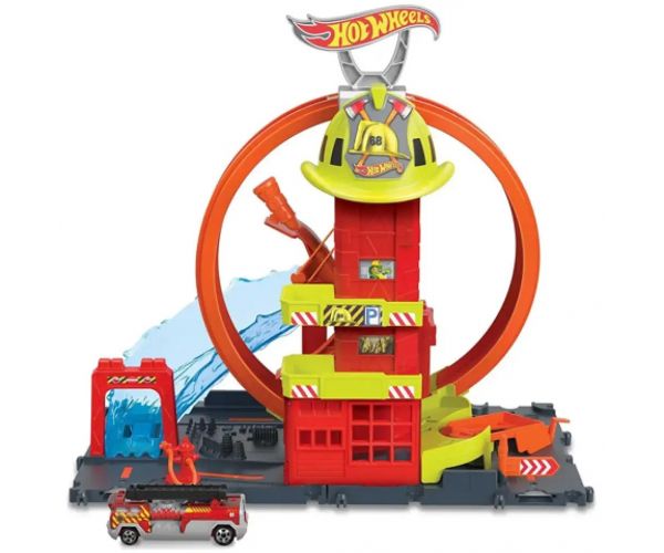 Hot Wheels City: Statie de pompieri set de joacă - Mattel
