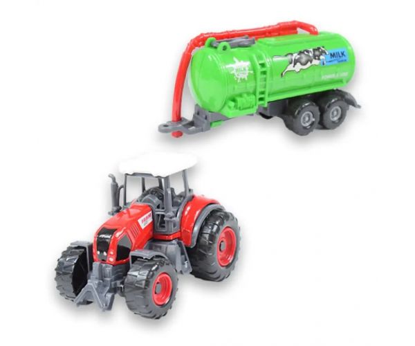 Farm Set: Tractor agricol cu ​​remorcă în patru versiuni 22cm