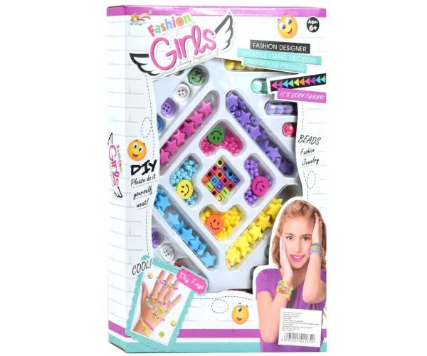 Fashion Girls: set de confectionare de bratari cu peste 100+ de margele colorate si stele