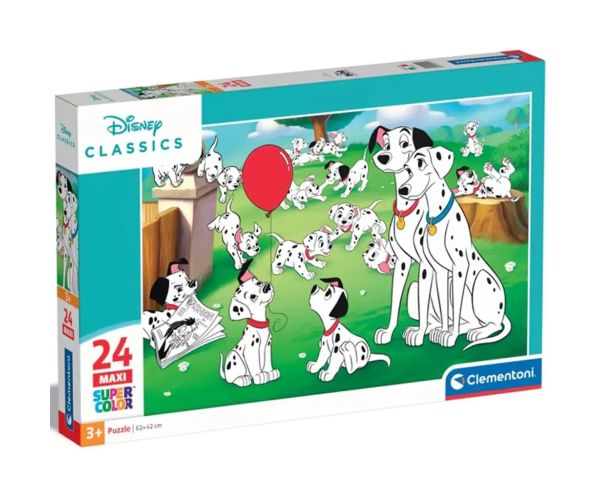 Disney clasice: 101 Câini 24 bucăți maxi supercolor puzzle - Clementoni