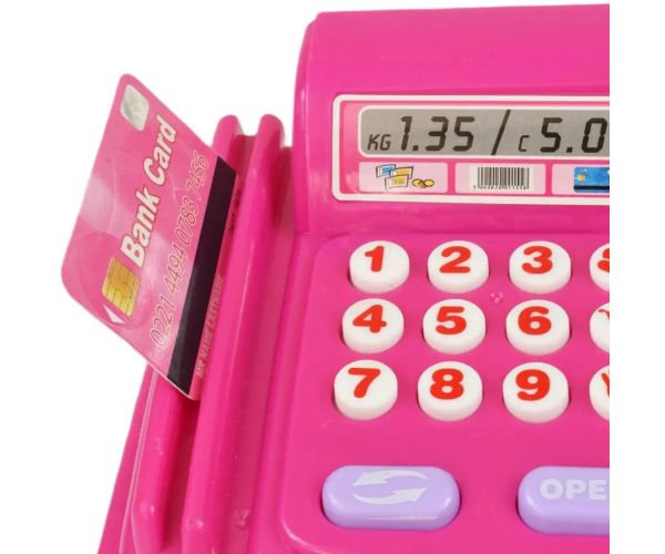 Happy Shopping: Casă de marcat roz cu sunet si accesorii 23x14cm