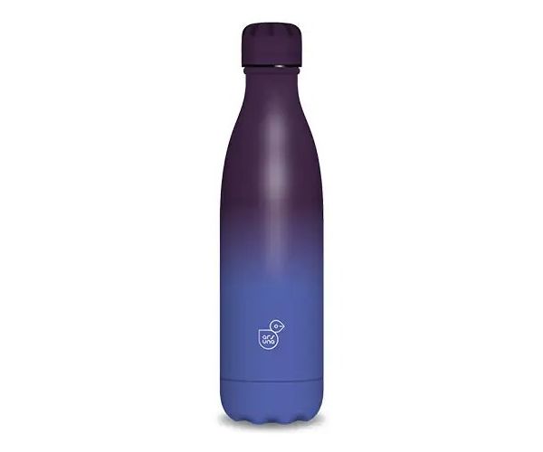 Albastru-mov sticlă de apă metalică cu pereti dubli 500ml