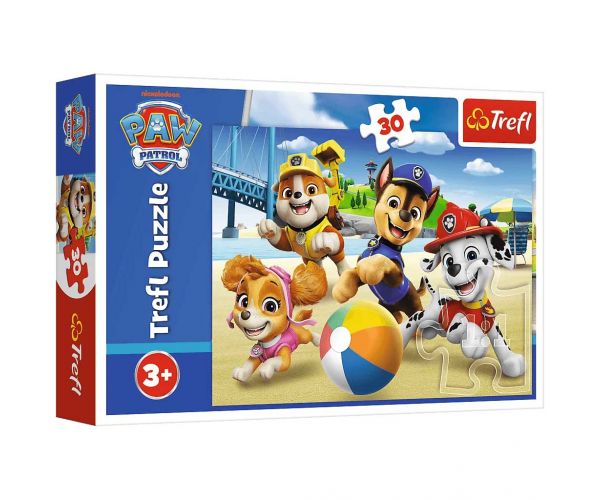 Câinii Patrulei Câinilor pe plajă puzzle de 30 de piese - Trefl