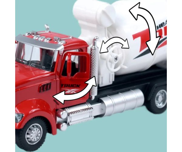 Heavy Duty Truck: Model de autobetonieră metalica cu usi care se deschid si tambur rotativ 1/36