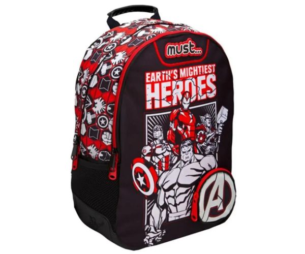Must: Avengers negru-roșu rucsac, ghiozdan 32x18x43cm
