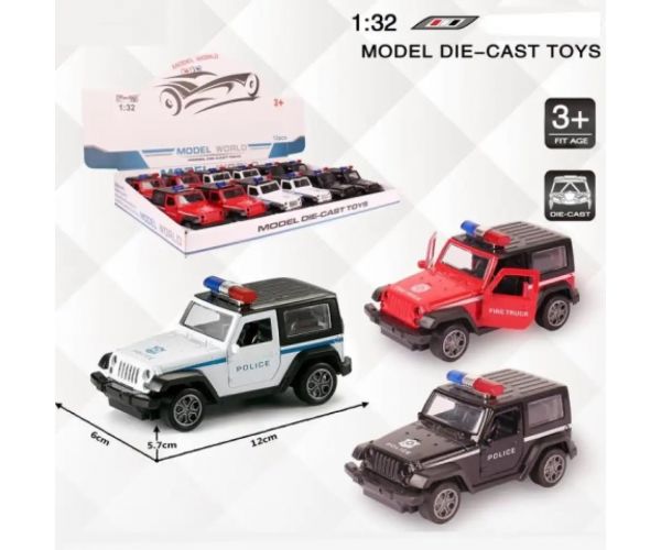 Jeep Wrangler de poliție model auto din metal mai multe variante 1/32
