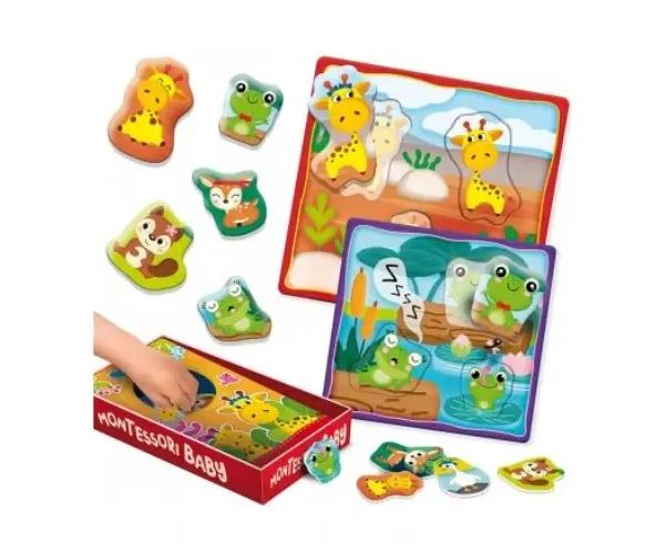 Montessori: Baby Box puzzle de formă a abilităților de potrivire - Animale