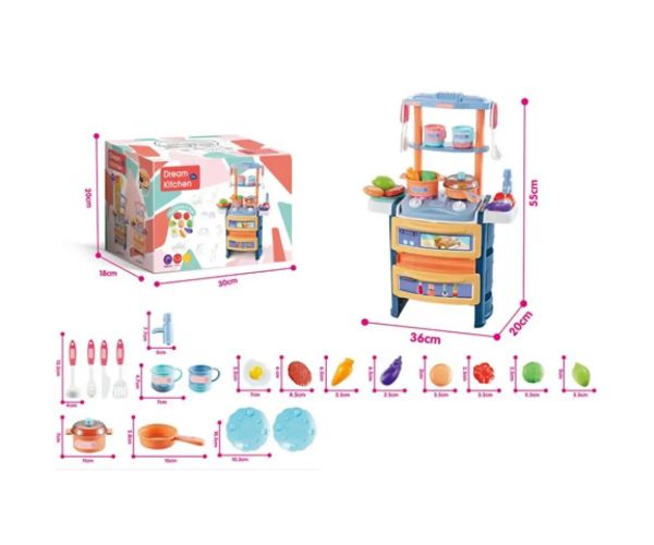 Bucătărie de joacă pentru băieți cu accesorii 55x20x36cm