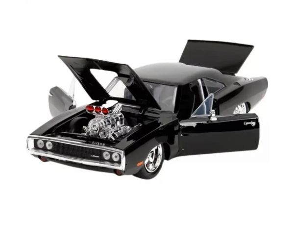 Fast & Furious: 1970 Dodge Charger model de mașină din metal cu figurina Dom 1/24 - Simba Toys
