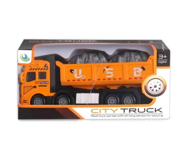 City Truck: Model de camion metalic cu patru axe cu caroserie basculantă - cu lumină și sunet