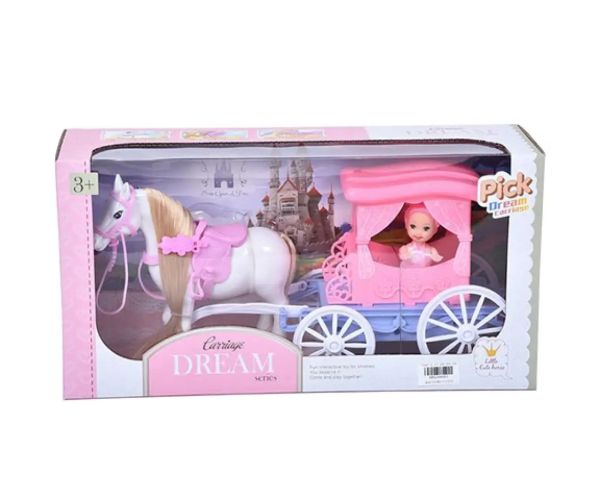 Set de vis cu cal și păpușă de 7,5 cm culoarea pink