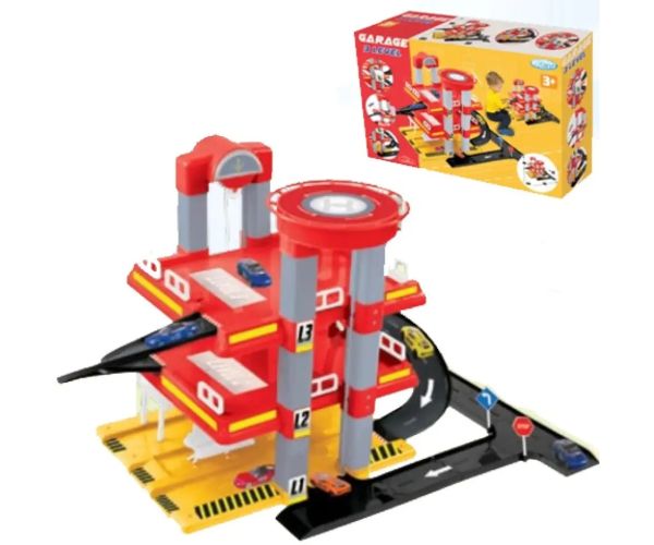 Mochtoys: 3 nivele parcare cu mașinuță 59x57x46cm