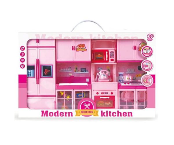 Modern Kitchen pink set bucătărie cu accesorii, cu sunete și lumini