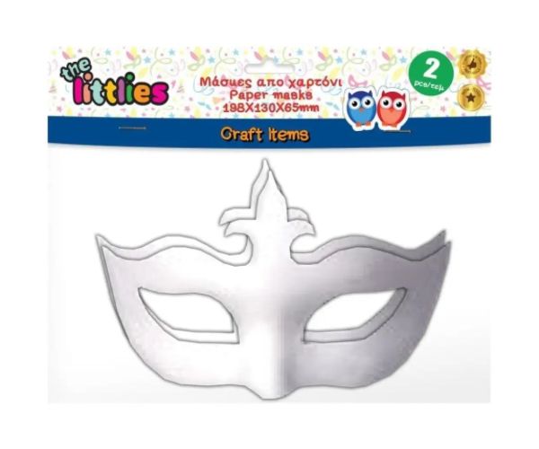 The Littlies: mască de hârtie albă decor care se poate decora 2 bucăți set