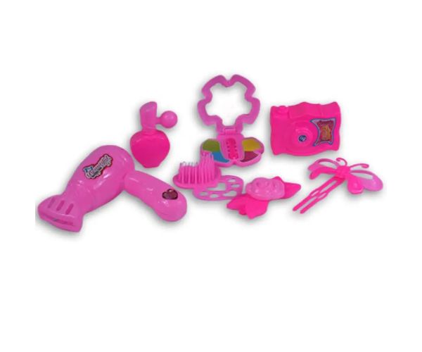 Set de frumusețe roz din 7 piese cu cameră foto, ac de păr și accesorii