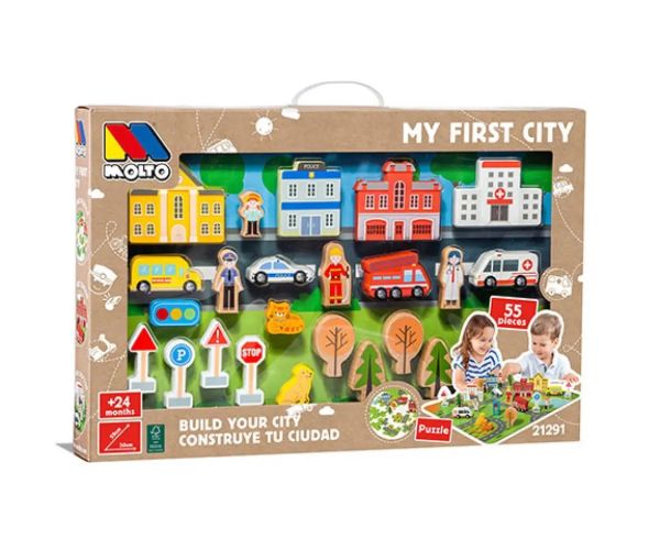Molto: Nature My First oraș lemn set de joacă 55 de bucăți
